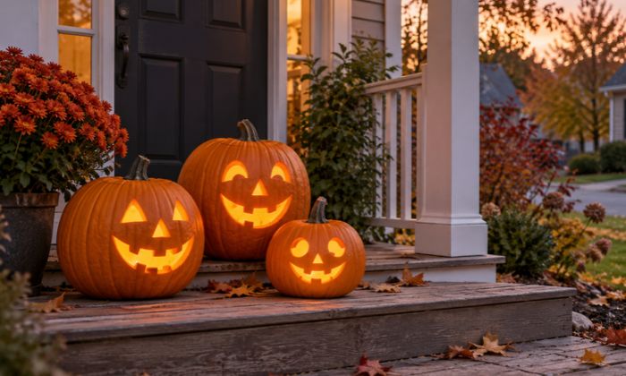 ３つのジャック・オー・ランタン　Jack-o-lantern for Halloween decoration