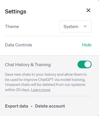 Chat history & Training setting