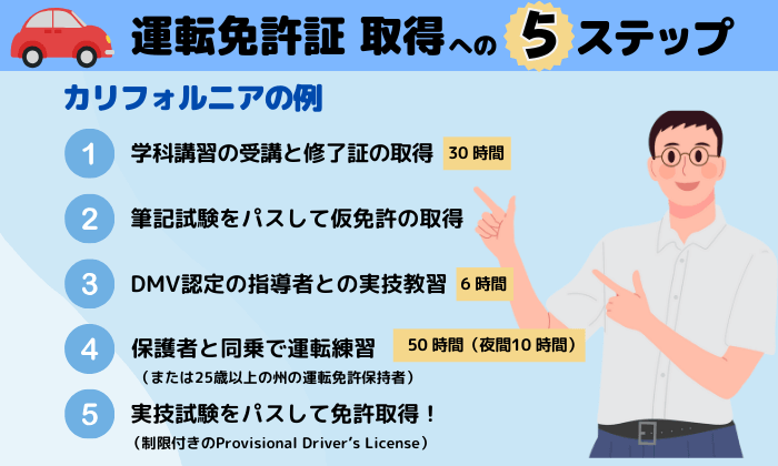 アメリカの高校生　運転免許取得までの5ステップ