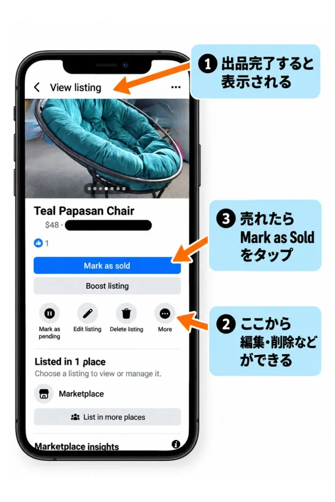 Facebook Marketplace 出品サンプル画像